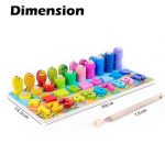 Wooden 6 in 1 Multifunctional Learning Board Puzzle, Numbers, Shapes, Fishing Game, Stacking, Montessori Game Educational Toys for Kids, Multicolour, 3+ Years - Image 5