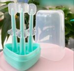Full Silicone Baby Hand Brush & Teether Set - 3 pcs - Image 2