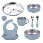 7 Pcs Soft Silicone Cover Stainless Steel Feeding Set - Image 3