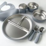 7 Pcs Soft Silicone Cover Stainless Steel Feeding Set